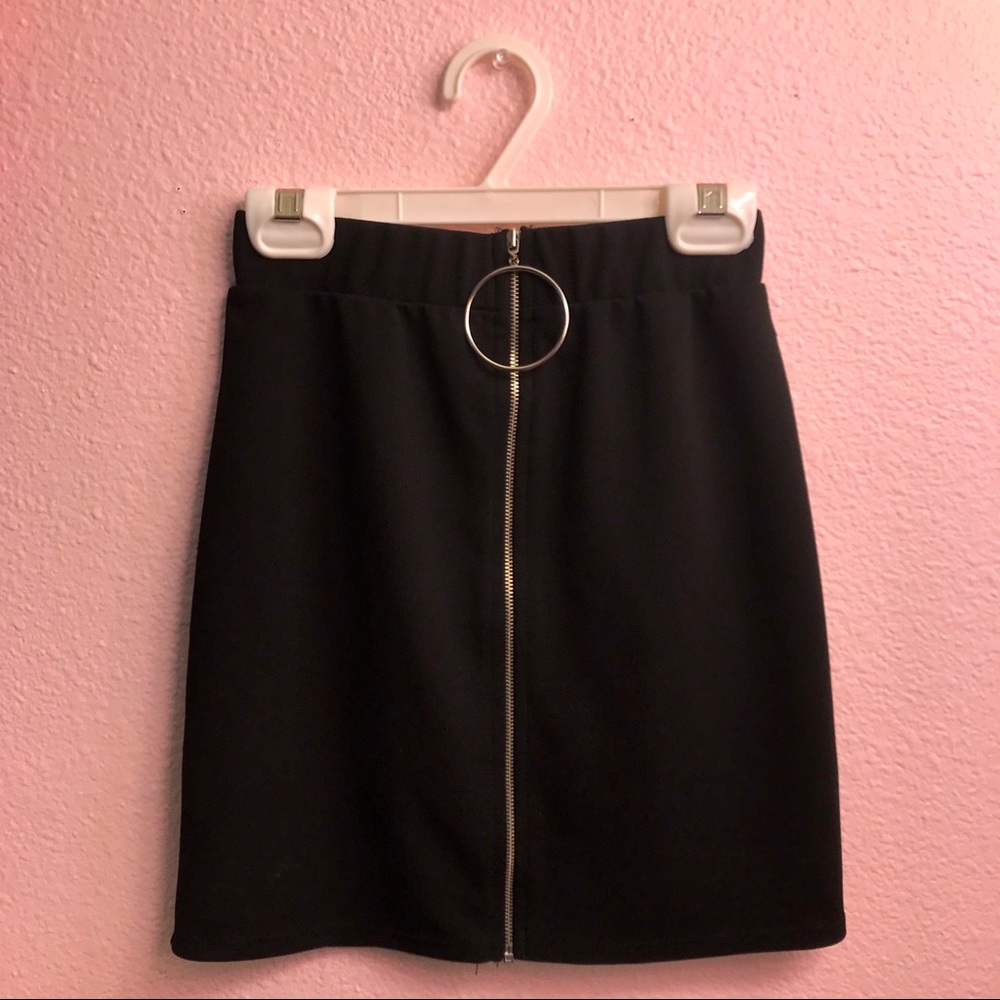 O-Ring Zip Up Mini Skirt